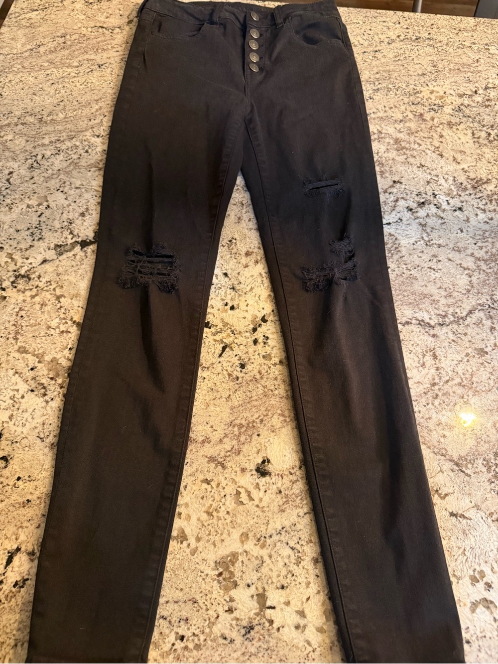 American Eagle Outfitters Black Distressed Skinny Jeans